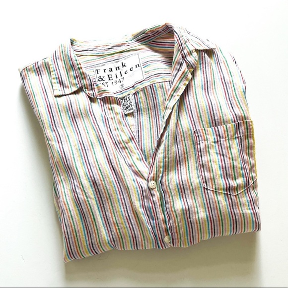 Frank & Eileen Tops - Frank & Eileen Linen Rainbow Stripe Button Down Barry S